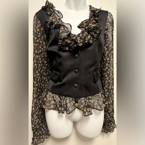ECI New York Black Floral Blouse - Picture 1 of 7